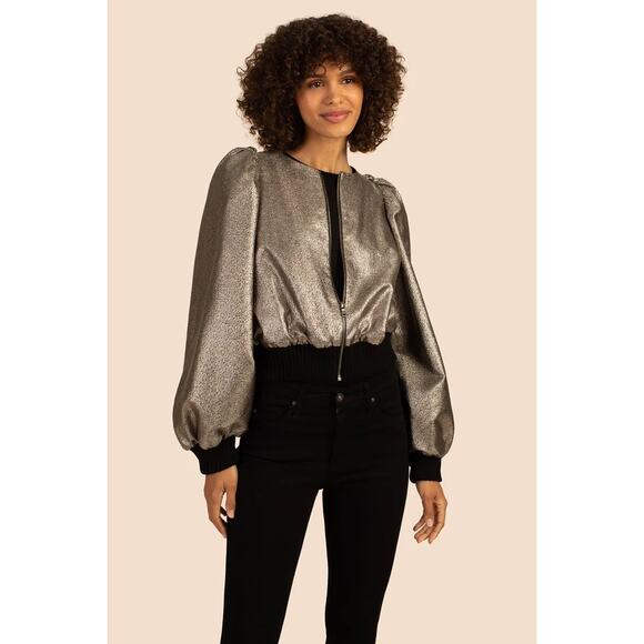 Trina Turk Silver Bomber Jacket - Picture 2 of 10